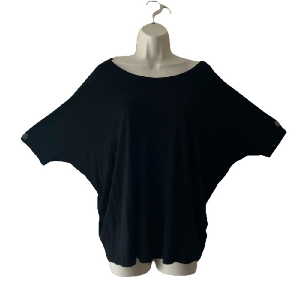 VINCE Women’s Black Batwing Top Dolman Short Sleeve Shirt Rayon Stretch Blouse M